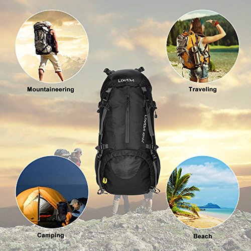 Lixada Mochila de Senderismo 50L con Cubierta Impermeable Mochila de Marcha Trekking Camping Deporte al Aire Libre