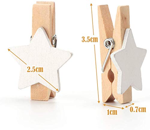 LIZHIGE Pinzas madera 50 pcs Pinzas de Madera Decorativas,Pinzas la Ropa Naturales para Colgar Fotos Regalos decoración Mini Pinzas (Blanco)