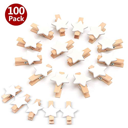 LIZHIGE Pinzas madera 50 pcs Pinzas de Madera Decorativas,Pinzas la Ropa Naturales para Colgar Fotos Regalos decoración Mini Pinzas (Blanco)