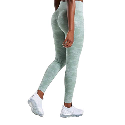 LJBOZ Leggins Deportivos Mujer Push up Mallas Pantalones, Pantalon Deportivo Alta Cintura Yoga Elásticos SeamlessGreen-6