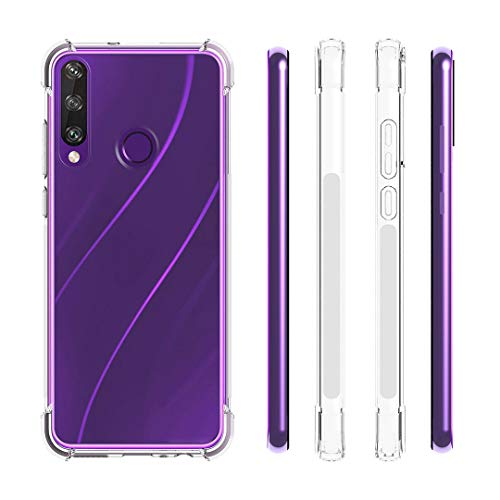 LJSM Funda para Huawei Y6p (6.3") + 3 Piezas Protector de Pantall - Carcasa Protectora Delgada y Transparente con Refuerzo en Las Esquinas Parachoques Fundas de TPU Flexible