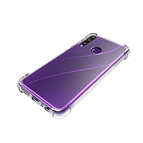 LJSM Funda para Huawei Y6p (6.3") + 3 Piezas Protector de Pantall - Carcasa Protectora Delgada y Transparente con Refuerzo en Las Esquinas Parachoques Fundas de TPU Flexible