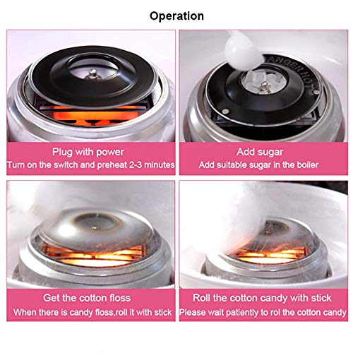 LJYLJY MáQuina De AlgodóN De AzúCar,Ventosa De Silicona con Interruptor De Un Toque,TecnologíA De Nanoescala,AzúCar Antiadherente FáCil De Limpiar,Silencioso Y Bajo Consumo De EnergíA