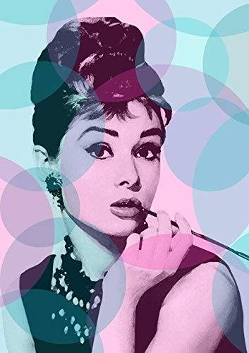 LKJHGU Arte de Pared Impresiones modulares imágenes Cartel de Lienzo nórdico Audrey Hepburn Potrait Maquillaje Pintura Moderna para Sala de Estar decoración del hogar 38x50cm