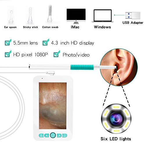 LKJJTG Herramientas de selección de Orejas de 5,5 mm, Herramienta de Limpieza de Cerumen, Cuchara de Oreja Visual,una Herramienta doméstica necesaria para la Salud Familiar