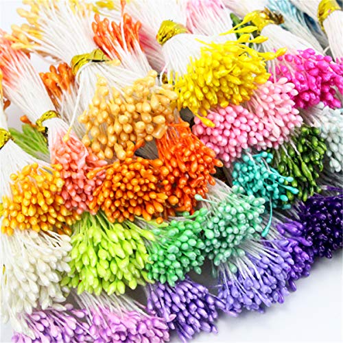 LKXHarleya 1000 pcs Unids/Lote Mini Artificial Cabezas Dobles Perla Flor Estambre Pistil Home Craft Decor