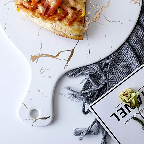 LLAAIT Creative Marble Stripe Rectángulo Grande y Redondo Cerámica Pizza Plato Utensilios de Cocina Porcelana Sushi Vajilla al por Mayor, 1 Piezas