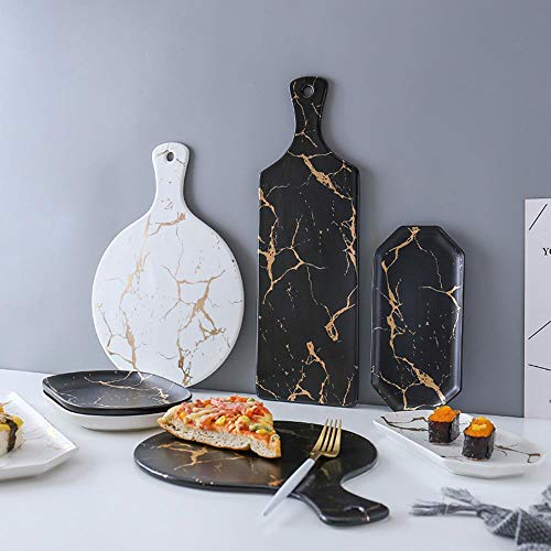 LLAAIT Creative Marble Stripe Rectángulo Grande y Redondo Cerámica Pizza Plato Utensilios de Cocina Porcelana Sushi Vajilla al por Mayor, 1 Piezas