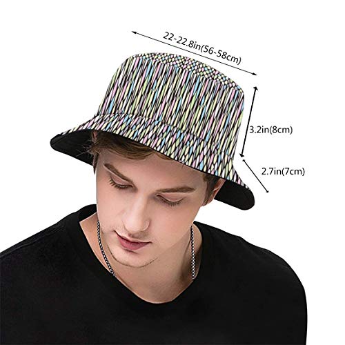 LLALUA Unisex Summer Fisherman Cap,Colorful Continuous Artistic Pattern with Pastel Colored Creative Grid Graphic,Travel Beach Outdoor Sun Hat