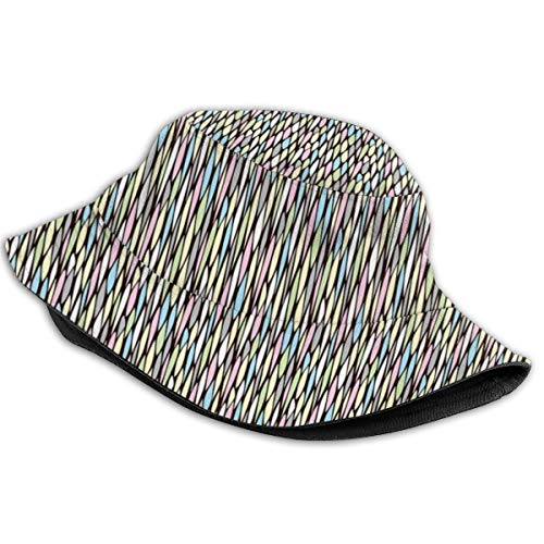 LLALUA Unisex Summer Fisherman Cap,Colorful Continuous Artistic Pattern with Pastel Colored Creative Grid Graphic,Travel Beach Outdoor Sun Hat