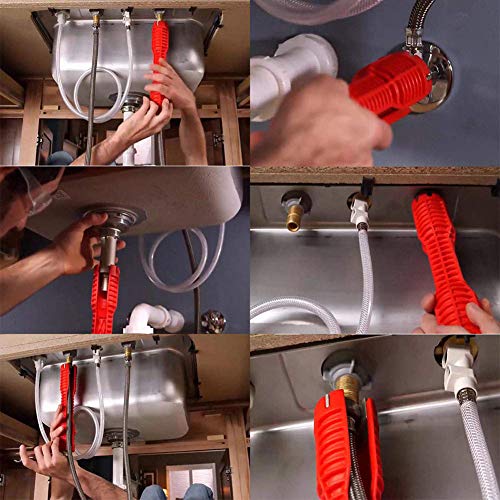 Llave Inglesa para El Instalador De Grifos Y Lavamanos Utilizado para Inodoro/Lavabo/Baño/Cocina Y Más, Llave Hexagonal Llave De Tubo De Agua Multifuncional [Rojo]