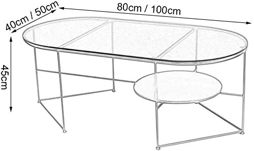 LLDKA Creativa Mesa Mesa Auxiliar Sofá Mesa Auxiliar con Vidrio Templado y Patas de Metal Muebles para la Sala,S