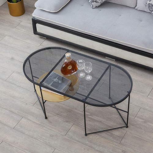 LLDKA Creativa Mesa Mesa Auxiliar Sofá Mesa Auxiliar con Vidrio Templado y Patas de Metal Muebles para la Sala,S