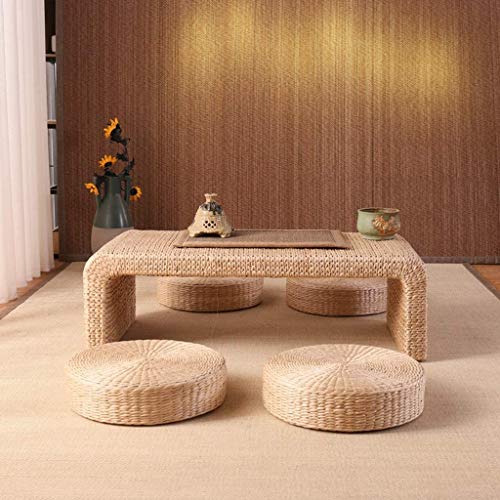 LLDKA Mesas Muebles de terraza Mesa de Madera y sillas de sólidos, Plataforma Baja, Tejidos a Mano, Medio Ambiente y sin Sabor sólido Esqueleto de Madera,S