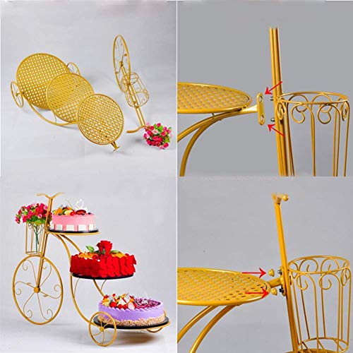 LLDKA Soporte del Postre de Soporte de la Magdalena de Galletas de Frutas Pastel de panecillos Delight de Creative Bicicletas de Juguete 3-Etapa-Estilo Europeo Etagere Hierro Arte,Blanco