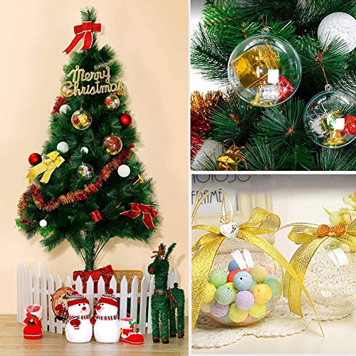 LLMZ Esfera Transparente de Adorno 20 pcs plástico Bolas Transparentes rellenables para árbol de Navidad Decoración del hogar Boda Cumpleaños Fiesta Caja de Regalo