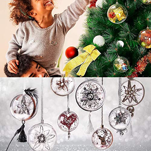 LLMZ Esfera Transparente de Adorno 20 pcs plástico Bolas Transparentes rellenables para árbol de Navidad Decoración del hogar Boda Cumpleaños Fiesta Caja de Regalo