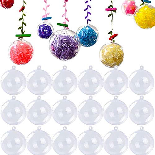 LLMZ Esfera Transparente de Adorno 20 pcs plástico Bolas Transparentes rellenables para árbol de Navidad Decoración del hogar Boda Cumpleaños Fiesta Caja de Regalo