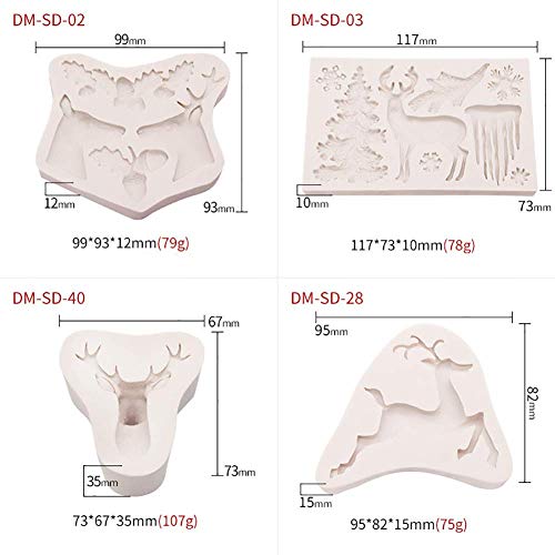 LMZJLU Moldes De Silicona para Tartas, Molde De Silicona para Fondant De Alce Navideño, Molde para Tartas, Molde para Chocolate Navideño, Fácil De Desmoldar y De Fácil Limpieza (Paquete De 6)