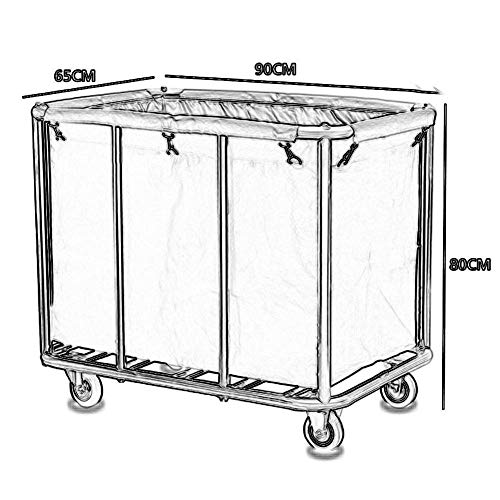 LNDDP Carro clasificación lavandería Acero Inoxidable fácil Montaje con Ruedas Resistentes, Bolsas extraíbles, carros Servicio Trolley Series ejecutivas comerciales (Color: Azul)