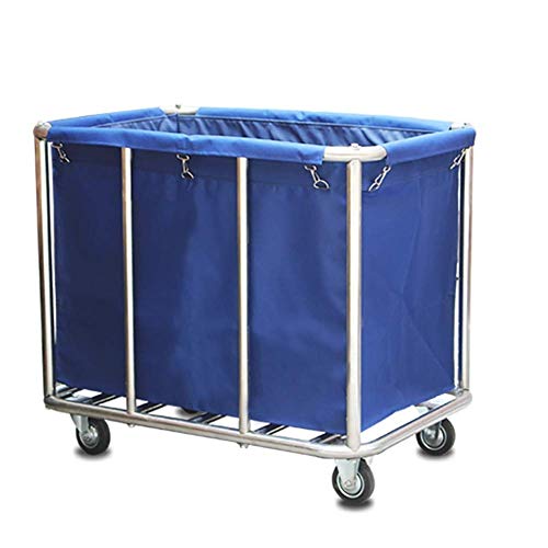 LNDDP Carro clasificación lavandería Acero Inoxidable fácil Montaje con Ruedas Resistentes, Bolsas extraíbles, carros Servicio Trolley Series ejecutivas comerciales (Color: Azul)