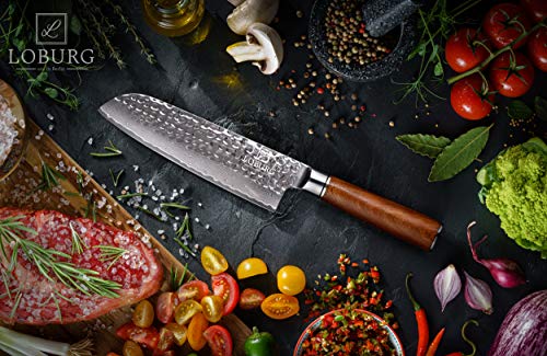 Loburg - Cuchillo de cocina (31,5 cm, incluye caja de regalo, núcleo de acero VG-10, cuchillo de cocinero, cuchillo multiusos, incluye caja de regalo)