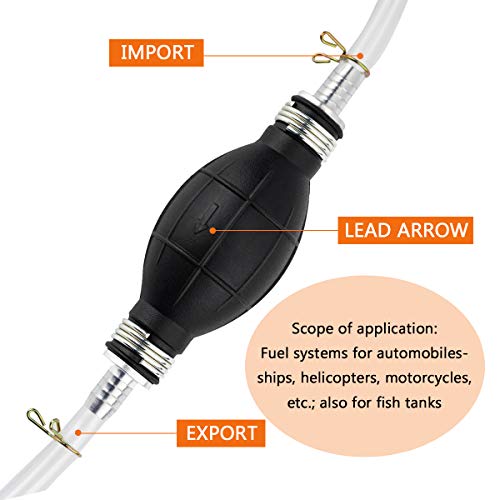 Locisne Bomba Transferencia líquido Agua, Bomba sifón Manual Transferencia Combustible automóviles Gasolina,Aceite, líquido, Agua, Tanque Pescado, disolvente con un Total de 2M Manguera