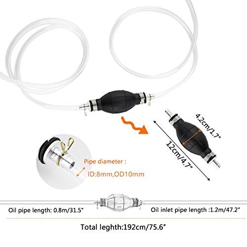 Locisne Bomba Transferencia líquido Agua, Bomba sifón Manual Transferencia Combustible automóviles Gasolina,Aceite, líquido, Agua, Tanque Pescado, disolvente con un Total de 2M Manguera