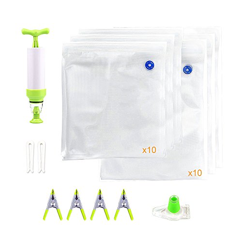 Locisne Sous Vide Bags Kit para Anova Joule 20pcs 2 tamaños BPA Free Vacuum Sous Vide Bolsas selladas+1 bomba manual+2 bolsas de sellado de bolsas+4 Sous Vide Clips+1 sellador de botellas de vino