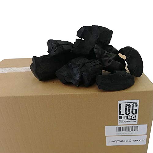Log-Delivery Restaurante Grado Lumpwood carbón 10kg Caja Barbacoa de carbón, Grandes trozos para más largas barbacoas en Llamas