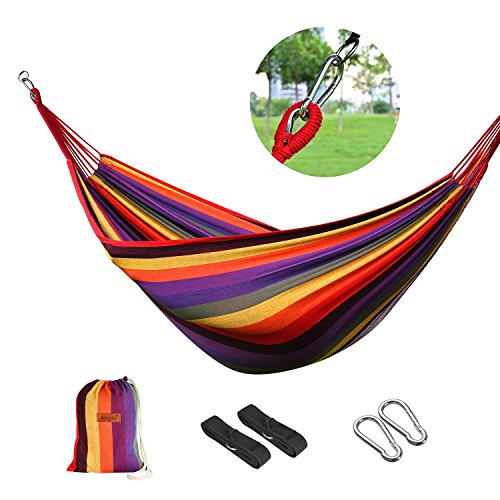 logei®Hamaca para Camping Excursión al Aire Libre Jardín Capacidad de Carga 150Kg, 200 * 100cm, Multicolor