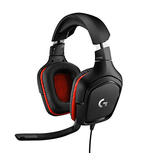 Logitech G332 Auriculares Gaming con Cable, Transductores 50 mm, Almohadillas Giratorias Cuero Sintético, 3, 5 mm Jack, Mic Volteable para Silenciar, Ligero, PC/Mac/Xbox One/PS4/Nintendo Switch