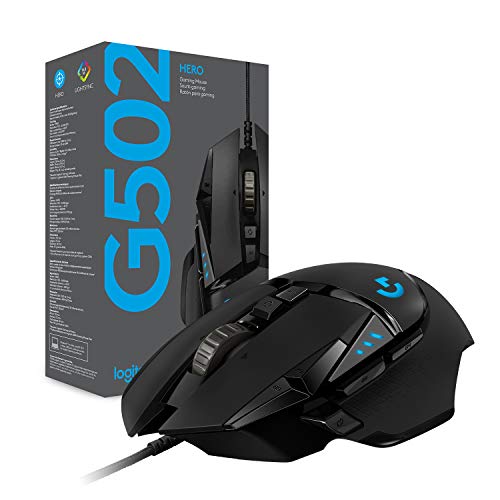 Logitech G502 HERO Ratón Gaming con Cable Alto Rendimiento, Sensor HERO 16K, 16 000 DPI, RGB, Peso Personalizable, 11 Botones Programables, Memoria Integrada, PC /Mac - Negro