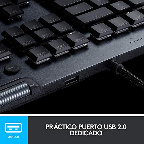 Logitech G815 Lightspeed - Teclado mecánico para juegos, GL Táctil, CARBON, ESP, USB-N/A, MEDITER, Interruptor táctil, RGB