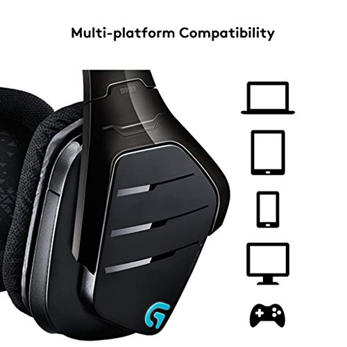 Logitech G933 Artemis Spectrum Auriculares Gaming Inalámbricos, DTS Headphone:X 7.1 Surround, Transductores 40mm Pro-G, 3.5 mm Jack, Lightsync RGB, Teclas G, PC/Mac/Xbox One/PS4/Nintendo Switch