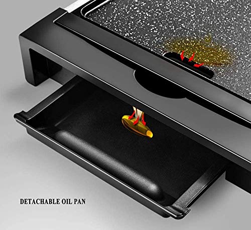 LOGO 1800W eléctrico Teppanyaki Grill Barbacoa sin Humo con Grandes Fácil Limpieza: Superficie de Cocina y Bandeja de Goteo termostato, Placas Antiadherente