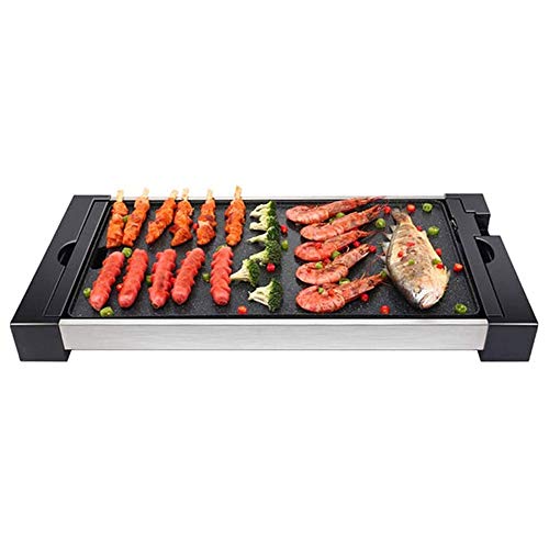 LOGO 1800W eléctrico Teppanyaki Grill Barbacoa sin Humo con Grandes Fácil Limpieza: Superficie de Cocina y Bandeja de Goteo termostato, Placas Antiadherente