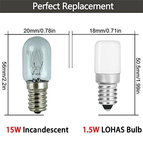 LOHAS® 4 x E14 bombillas LED 1.5W, Reemplazo para la lámpara del halógeno 15W, Blanco elegante, 135 Lúmenes y Blanco frío, 6000k, 220-240V AC, SES refrigerador bombillas LED de luz