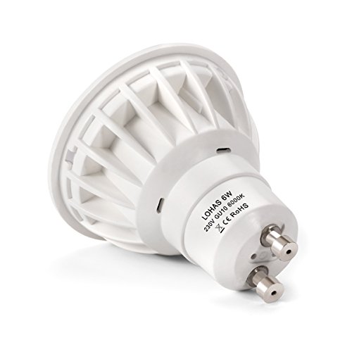 LOHAS® Bombilla LED 6W GU10, Igual a Bombilla Halógena de 50W, 6000K, Blanco Diurno,500lm, Paquete de 5 Unidades