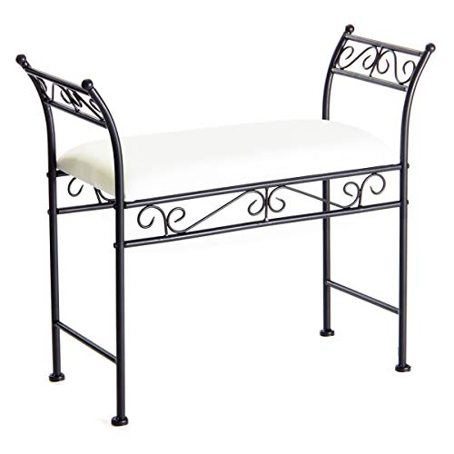 LOLAhome Banqueta pie de Cama Negra de Metal para Dormitorio (Negro Arabia)