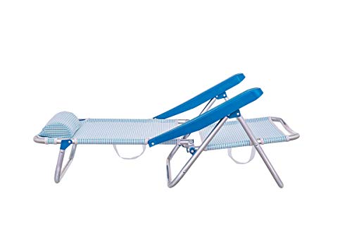 LOLAhome Silla de Playa Baja con cojín de 4 Posiciones de Aluminio y textileno (Azul)