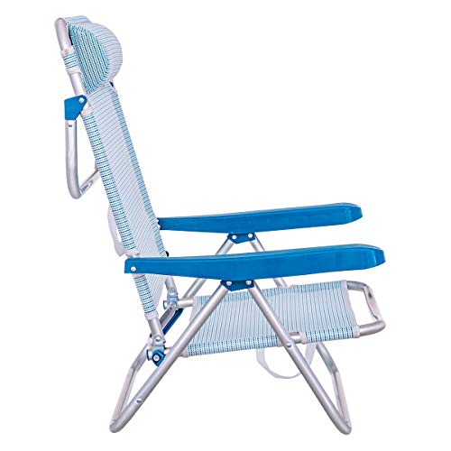 LOLAhome Silla de Playa Baja con cojín de 4 Posiciones de Aluminio y textileno (Azul)