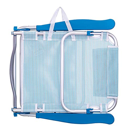 LOLAhome Silla de Playa Baja con cojín de 4 Posiciones de Aluminio y textileno (Azul)