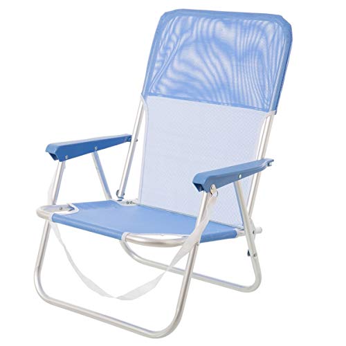 LOLAhome Silla de Playa Fija de Aluminio y Textileno (Azul)