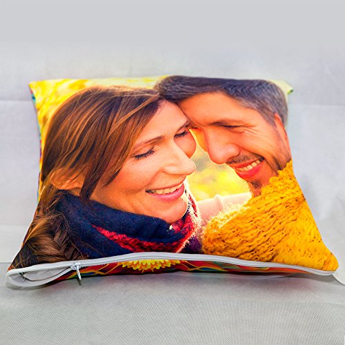 LolaPix Cojin Personalizado con Foto. Regalos Personalizados con Foto. Impresión Total por Las 2 Caras hasta la Costura. Relleno Incluido. Varios Tamaños. 30X30