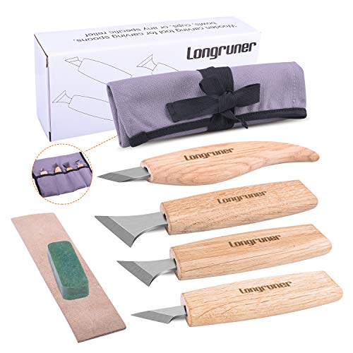 Longruner Wood Carving Tools Tallado en madera Herramientas Juego de cuchillos Cinceles Whittling Tools Sloyd Knife para principiantes Niños y profesionales LET008 (LP36)
