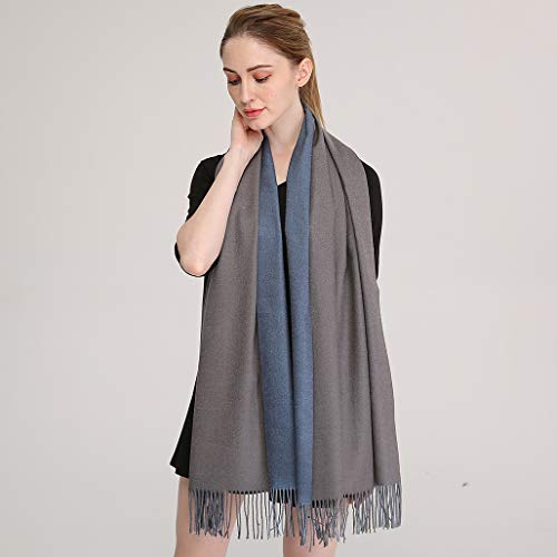 Longwu Cashmere Wrap Shole Chal para Mujer Invierno Extra Grande (79"X 28") Hombres Pañuelo de Pashmina Sólido de Lana de Cordero-14#