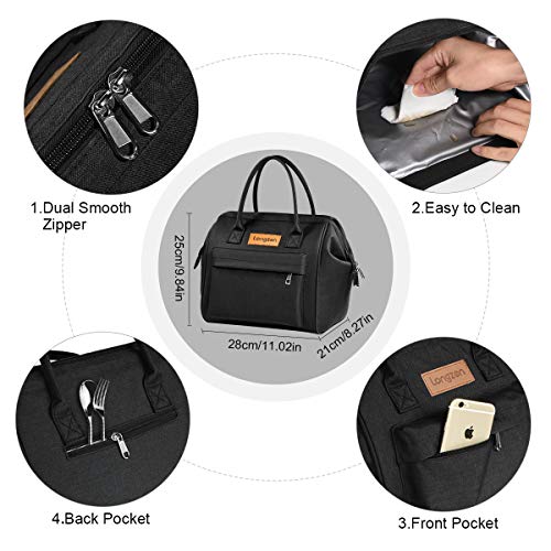 longzon 15L Bolsa Térmica Porta Alimentos Bolsa Térmica Comida Bolsas Isotermicas para Llevar Comida Almuerzo para adultos hombres para Trabajo Playa Viaje,Negro