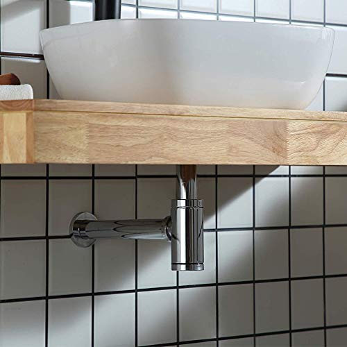 Lonheo - Sifón de Lavabo Baño Universal de Acero Inoxidable Cromado, Tapones de Desagüe Lavabo con Rebosadero Desagüe, Sifón de Desagüe G1-1/4 para Lavabo y Fácil de Limpiar