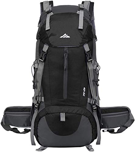 Loowoko 50L Impermeable Senderismo Mochila Montañismo Daypack Trekking Camping Deporte con Cubierta Lluvia Al Aire Libre para Viaje Acampar